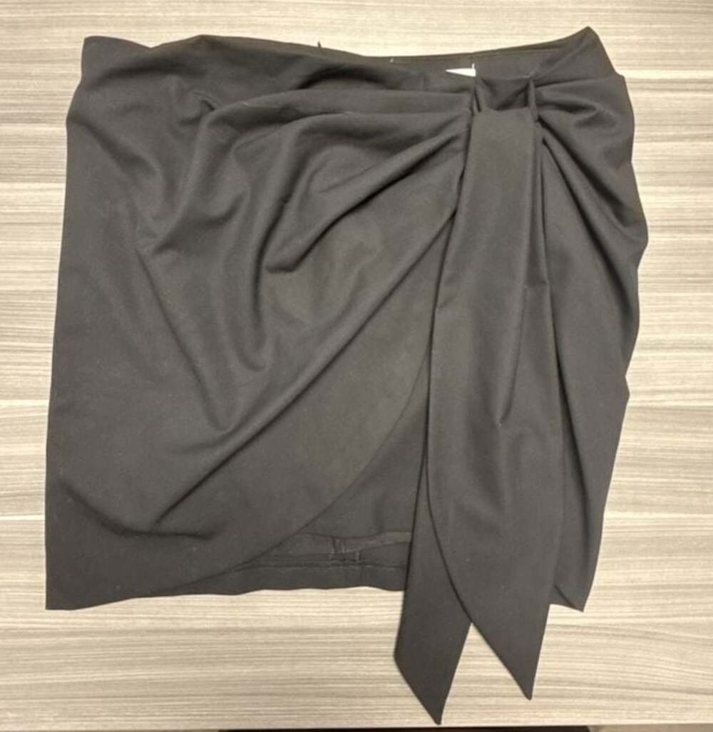 Zara Black Knot Front Draped Mini Skirt